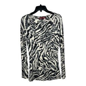 Velvet By Graham Spencer Top Womens Size Small Zebra Print Stretch Mob Wife